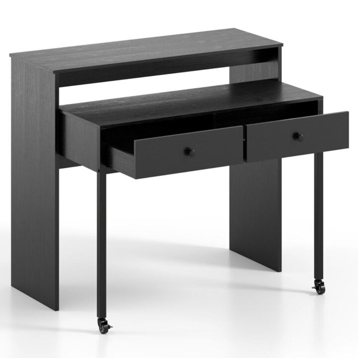 Hivvago Extendable Computer Desk with Pull Out Secondary Desk
