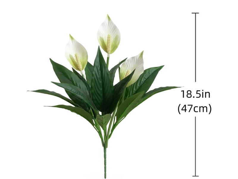 3 Piece White Artificial Lily Flowers Garden Porch Decor image number 2