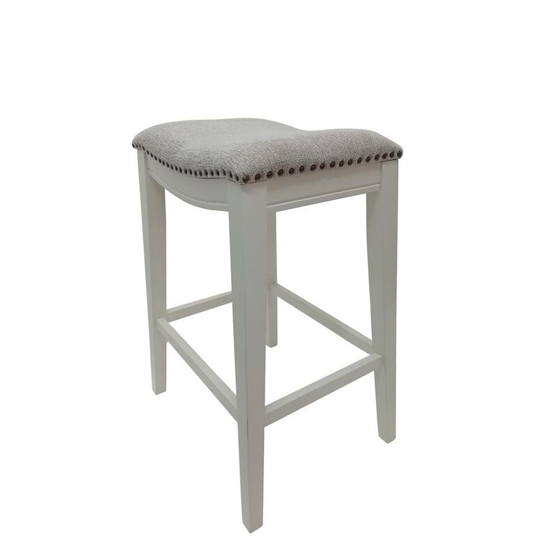 Carolina Living 30 Saddle Barstool - Set of 2 - Missouri White - Fawn Chenille Upholstery