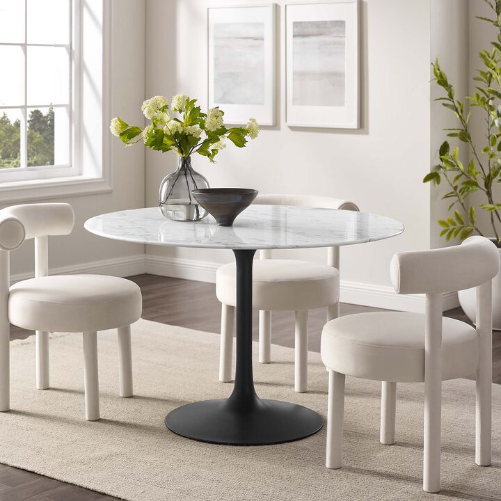 Modway - Lippa 48" Round Artificial Marble Dining Table Black White