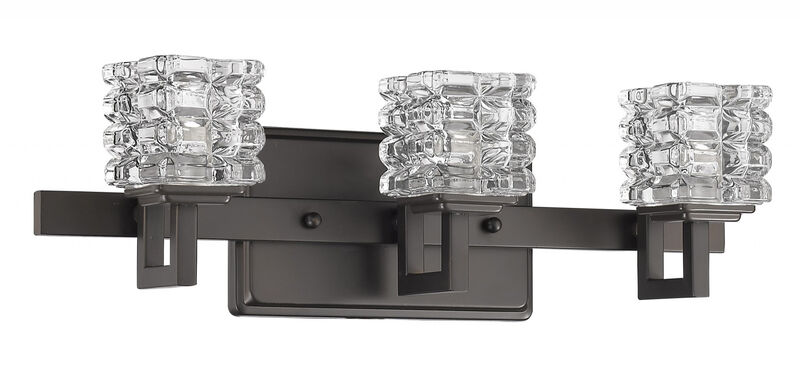 Hivvago Coralie 3-Light Oil-Rubbed Bronze Sconce With Pressed Crystal Shades