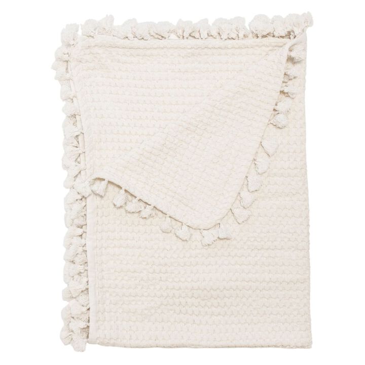 Cotton Waffle Knit Baby Blanket (Cream)