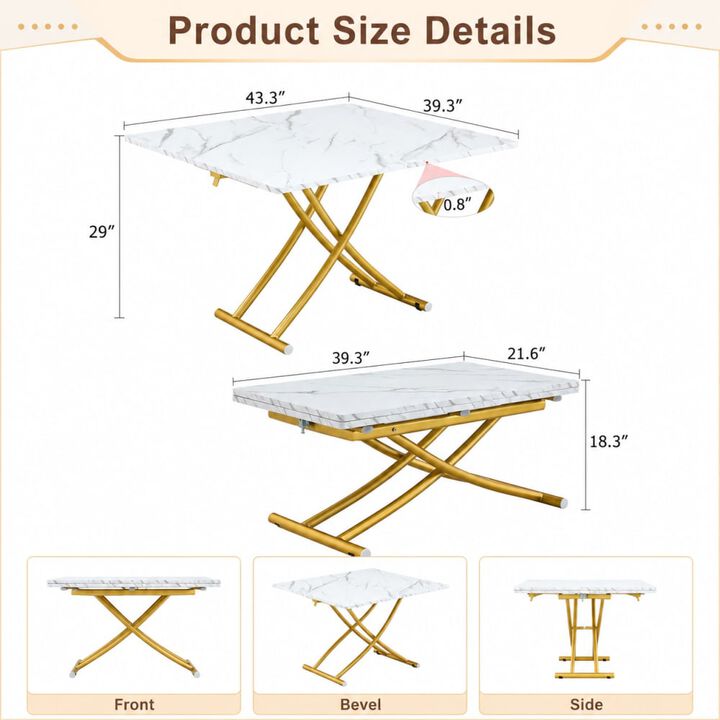 GOODSILO Multifunctional Adjustable Height Lifting Table Foldable Desktop for Home Office Dining Coffee Dressing Space Saving