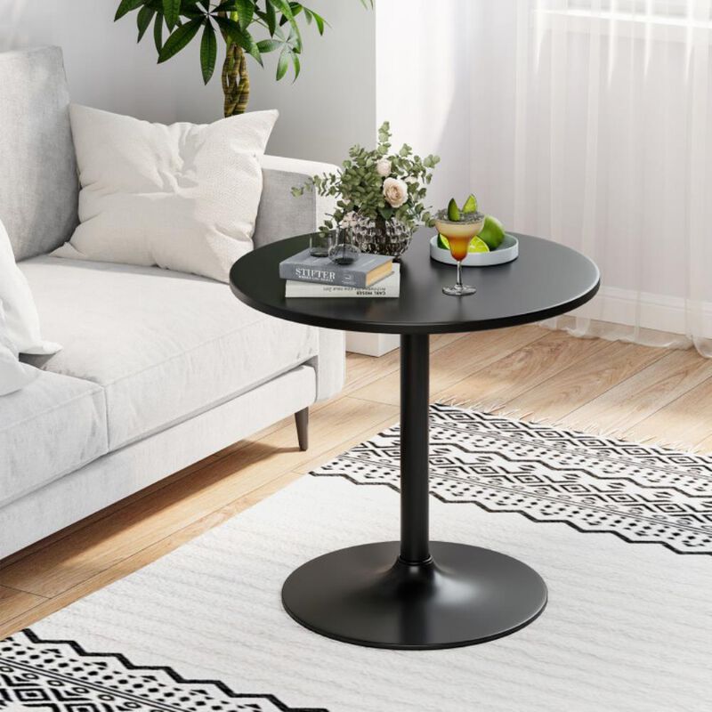 Hivvago Modern Round Cocktail Table with Metal Base and MDF Top