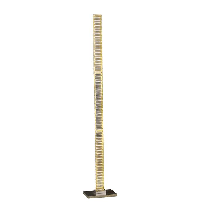Lizy 62 Inch Floor Lamp with Crystal, LED Metal Frame, Nickel Finish - Benzara