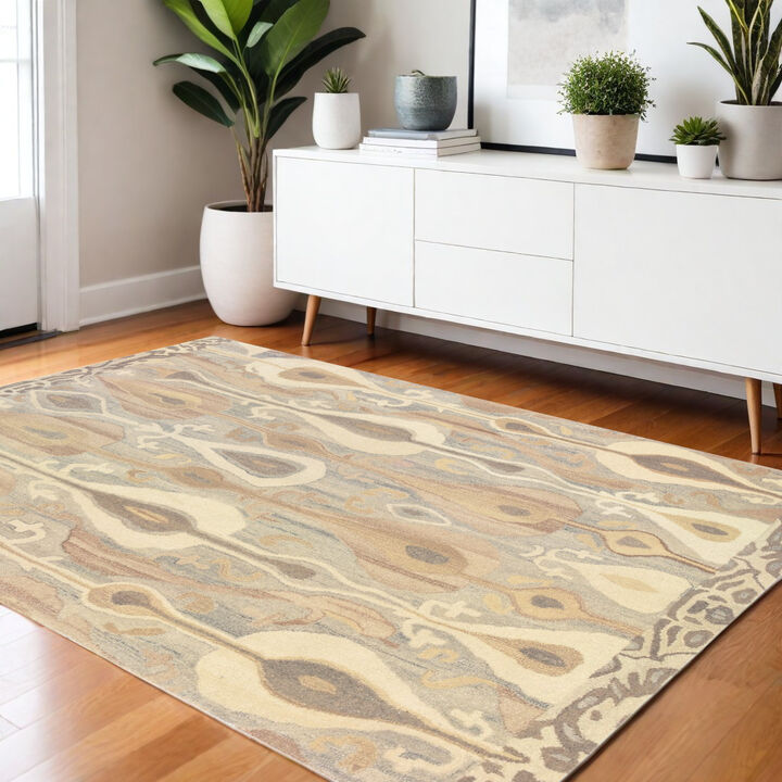 HomeRoots Wool Abstract Hand Tufted Area Rug