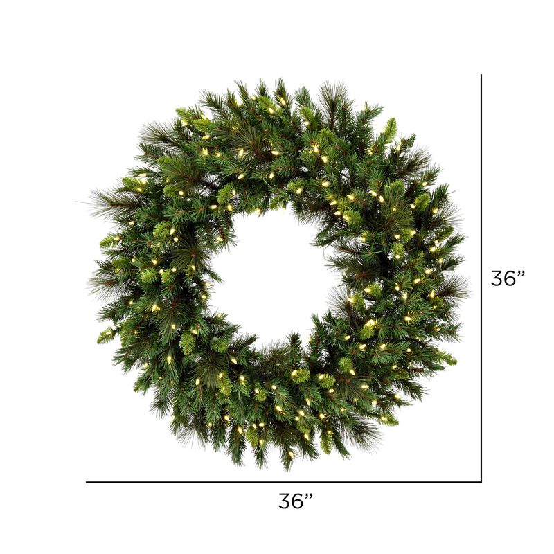 Vickerman 36" Bangor Mixed Pine Artificial Christmas Wreath, Warm White Dura-lit LED Mini Lights - Faux Pine Christmas Wreath - Seasonal Indoor Home Wall Decor image number 2