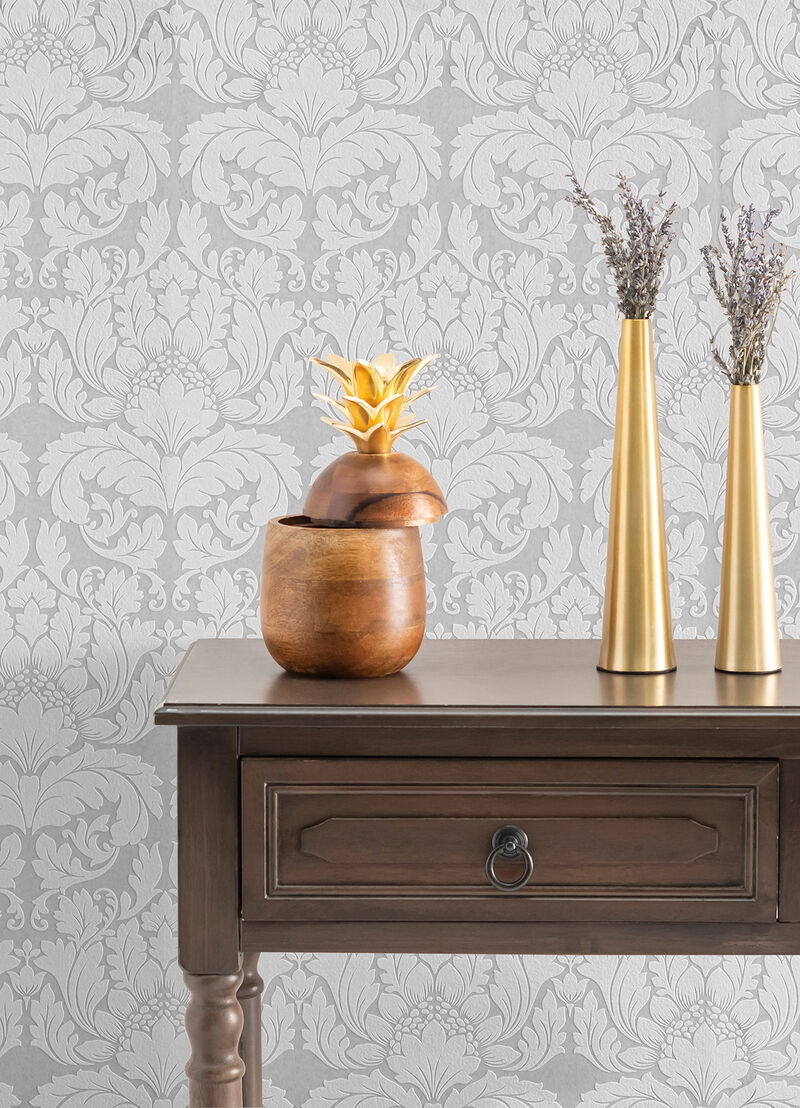 Jan White Damask Paintable Wallpaper image number 2