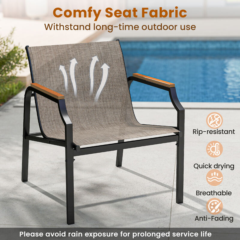 Outdoor Conversation Chair Set of 3 – Breathable Fabric Seats & Coffee Table Included