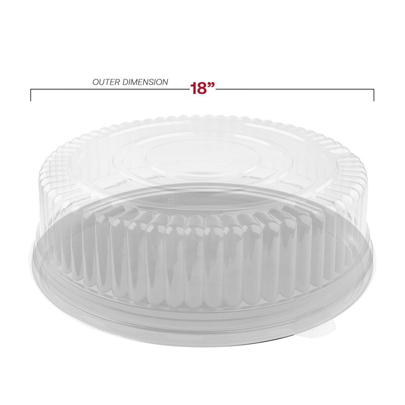 18" Black Round Plastic Trays with Lids (25 Sets) image number 3