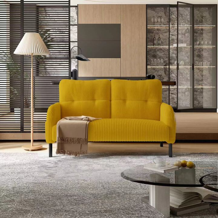 GOODSILO Ergonomic Double Sofa with Side Storage Pockets and Comfortable Corduroy Upholstery for Modern Living Spaces
