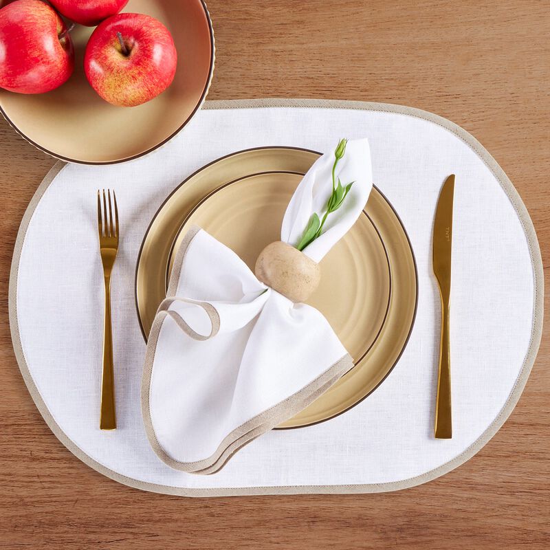 Solino Home Chloe 100% Linen Oval Placemats &ndash; Set of 4, 14 x 19 in, Machine Washable, Holiday and Everyday Dining