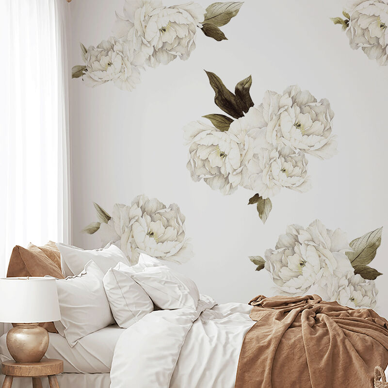 White Peonies Wall Decals
