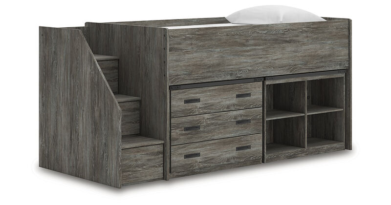 Frandern Twin Loft Bed with Bookcase and Drawer Storage image number 0