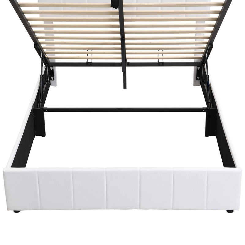 Merax Upholstered Platform bed with a Hydraulic Storage System
