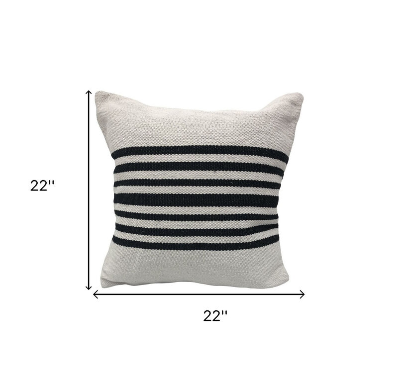 HomeRoots Set of Two Black and White Striped Cotton Throw Pillows image number 6