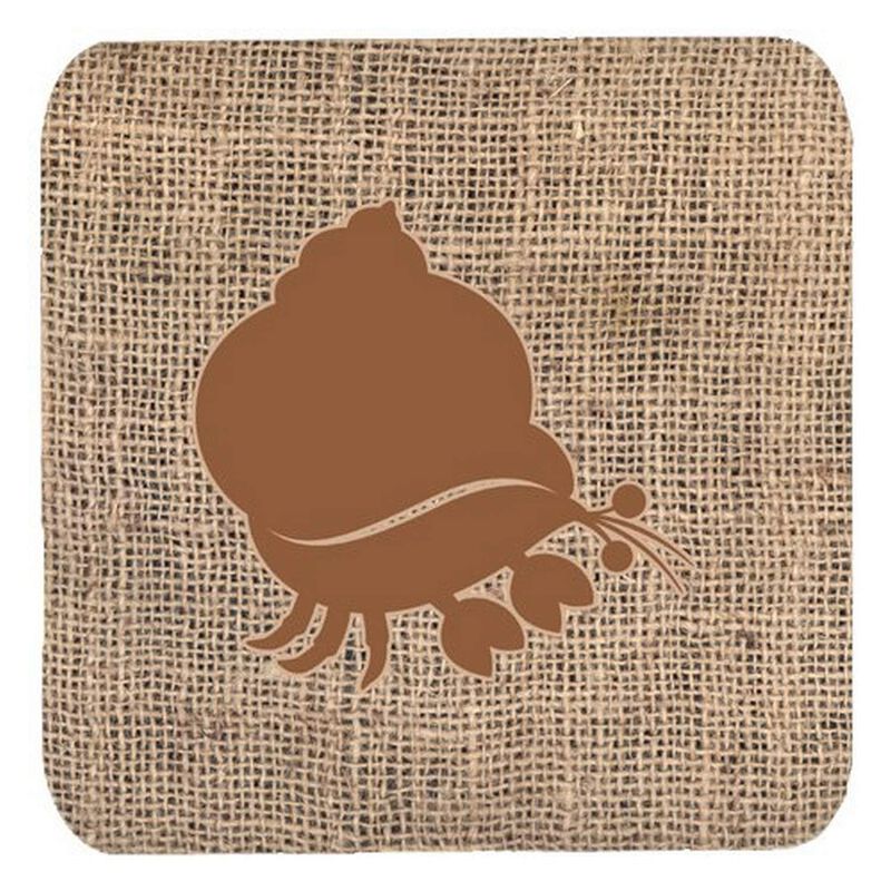 Caroline's Treasures BB1102-BL-BN-FC Hermit Crab Burlap and Brown Foam Coasters (Set of 4), 3.5 H x 3.5 W, Multicolor