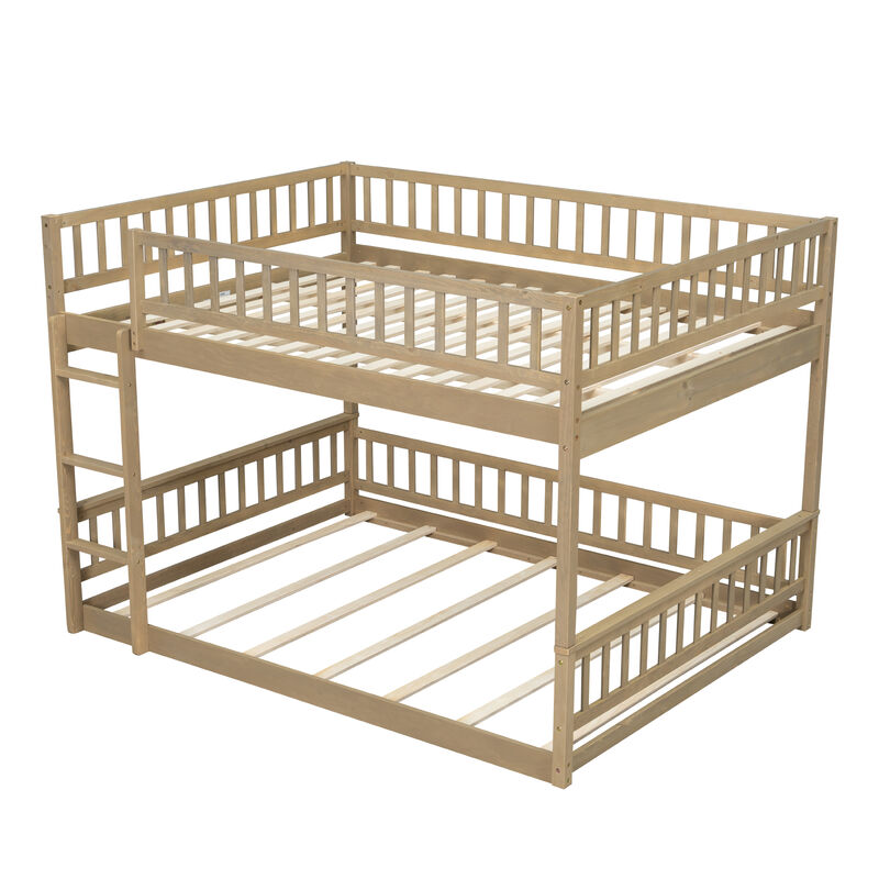 Whisen Queen over Queen Bunk Bed with Ladder and Guardrails