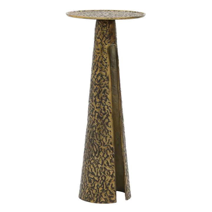 Arvyn 24" Side End Drink Table | Aluminum Cast Craftmanship I Antique Brass | Embossed Textured Finish