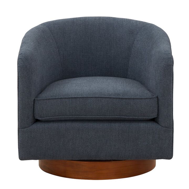 Muriel Blue Fabric Wood Base Swivel Chair