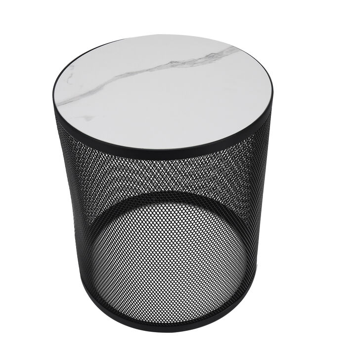 Set of 2 Nesting Metal Round Coffee Table Side Table MDF Top End Table Nightstand Stylish Design for Indoor Home Living Room