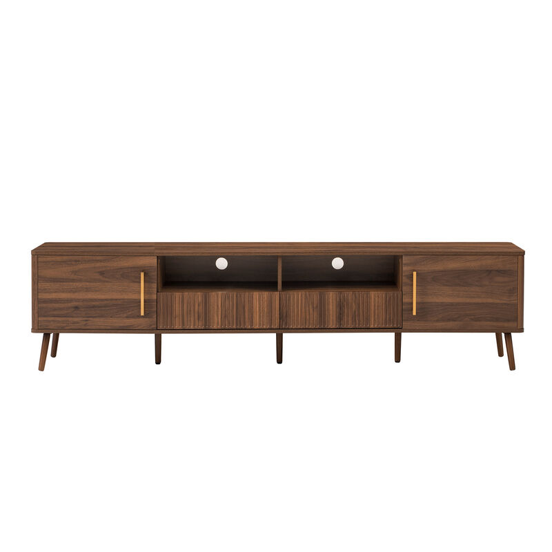 Merax Entertainment Center with Fluted Drawer Fronts, Closed Cabinets & Open Storage image number 0