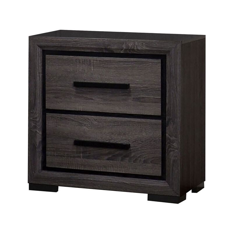 3pc King Bedroom Set, Gray, Black Wood, 2 Nightstands image number 3