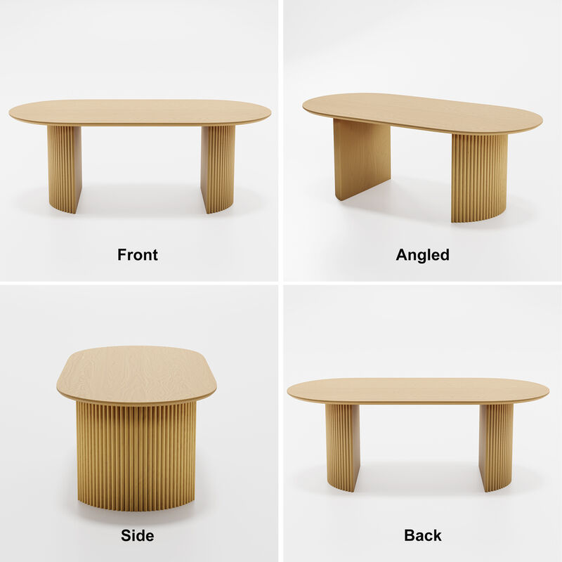 67 Inch Natural Oak Oval Dining Table (Seats 6) Suitable for Living Room, Dining Room