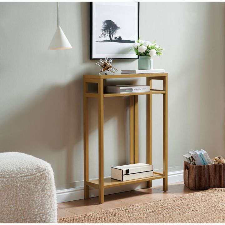 Kings Brand Furniture Bisbee Wood Console Table with 2 Open Storage Shelves, Narrow & Minimalist Sofa Table, Entryway Table Perfect for Hallway, Behind The Couch, Living Room & Foyer