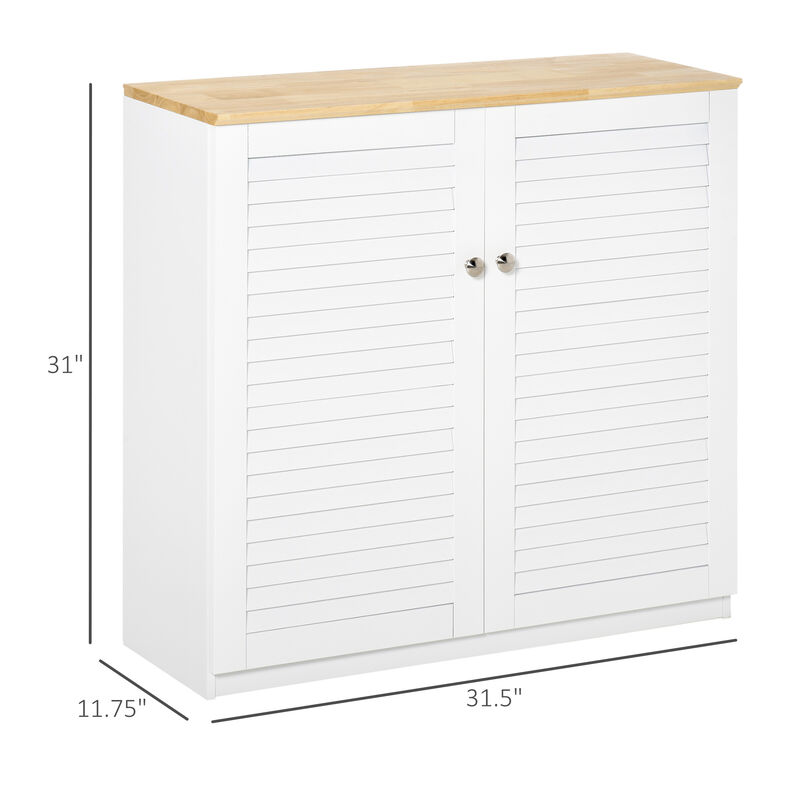 HOMCOM Sideboard Buffet Cabinet, Kitchen Cabinet, Coffee Bar Cabinet with Double Louvered Doors and Adjustable Shelf for Living Room, Hallway, White