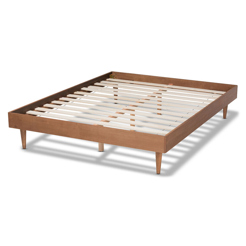 Baxton Studio Rina Mid Century Modern Ash Wanut Finished Queen Size Wood Bed Frame