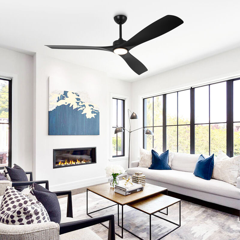 60" Large Modern Ceiling Fan with Dimmable LED Lights, DC Motor, 6 Speeds, Remote Control