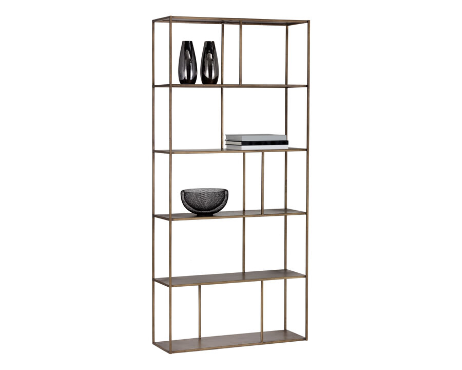 Jareth Large Antique Brass Bookcase