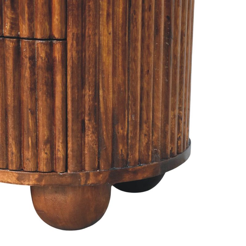 Artisan Furniture Solid Wood Curved Fluted Bedside Chest, Brown image number 6