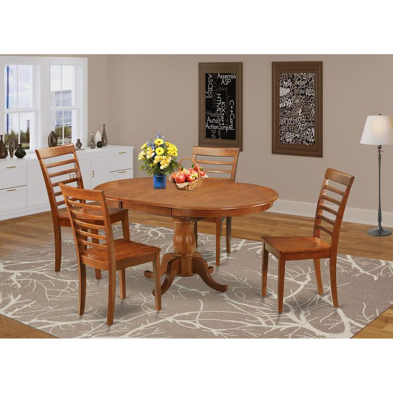 5 Pc Dining set-Oval Dining Room set-Leaf and 4 Dining Chairs
