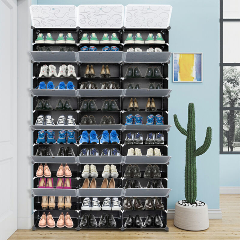 12-Tier Portable Shoe Rack Organizer, 72 Pair Storage Cabinet with 36 Grids for Heels, Boots, Slippers