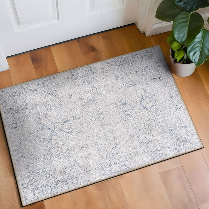 World Rug Gallery Vintage Boho Medallion Machine Washable Non Slip Area Rug:  Stain-Resistant,  Flat Pile image number 1