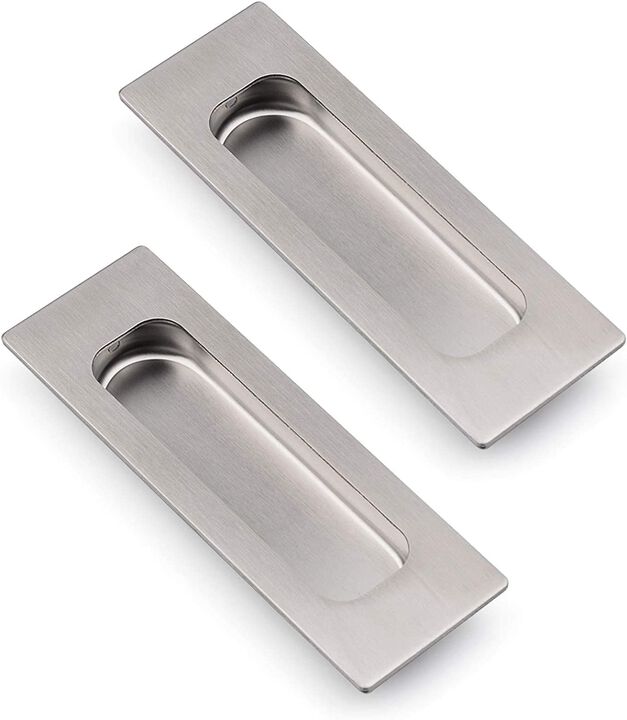 HOMOTEK 2 Pack 120mm Flush Sliding Closet Door Pulls, Recessed Finger Pulls for Sliding Barn Bypass Door Handles, Cabinet Drawer
