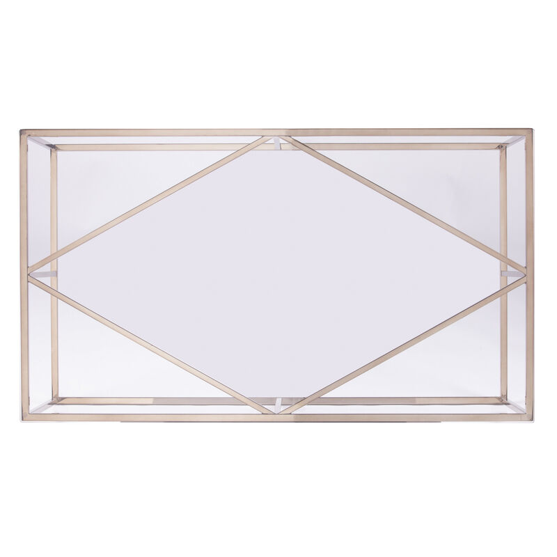 Hivvago 42 Inch  Clear and Champagne Glass and Metal Coffee Table
