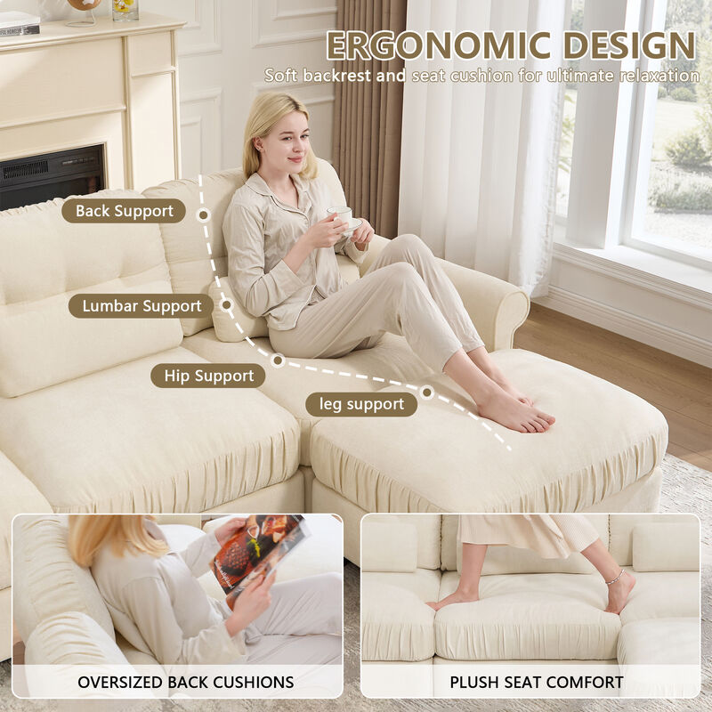 Toxmam Chenille 4‑Seat Modular Sectional Sofa image number 3
