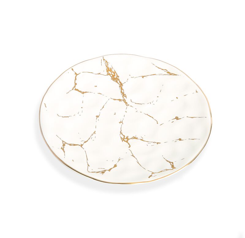 Set of 6 Dessert Plates With Gold Design