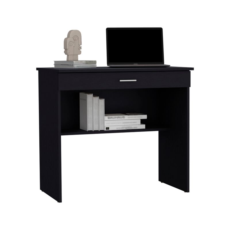 DEPOT E-SHOP Montana Storage Desk, Spacious Stylish with Drawer and Shelf, White