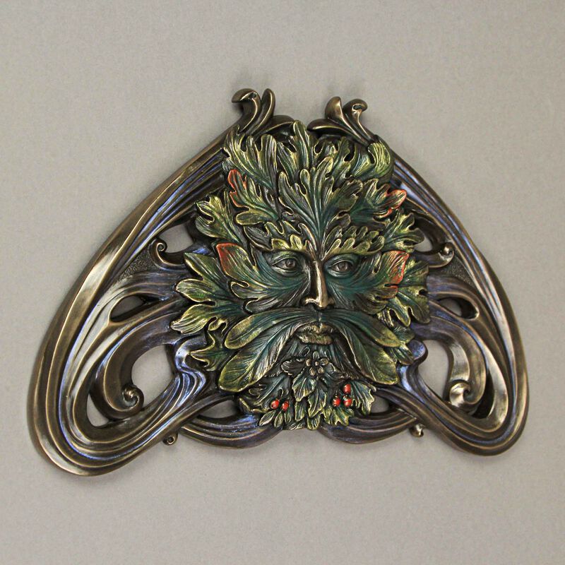 Art Nouveau Style Celtic Greenman Wall Hanging 9.5 Inches Long image number 7