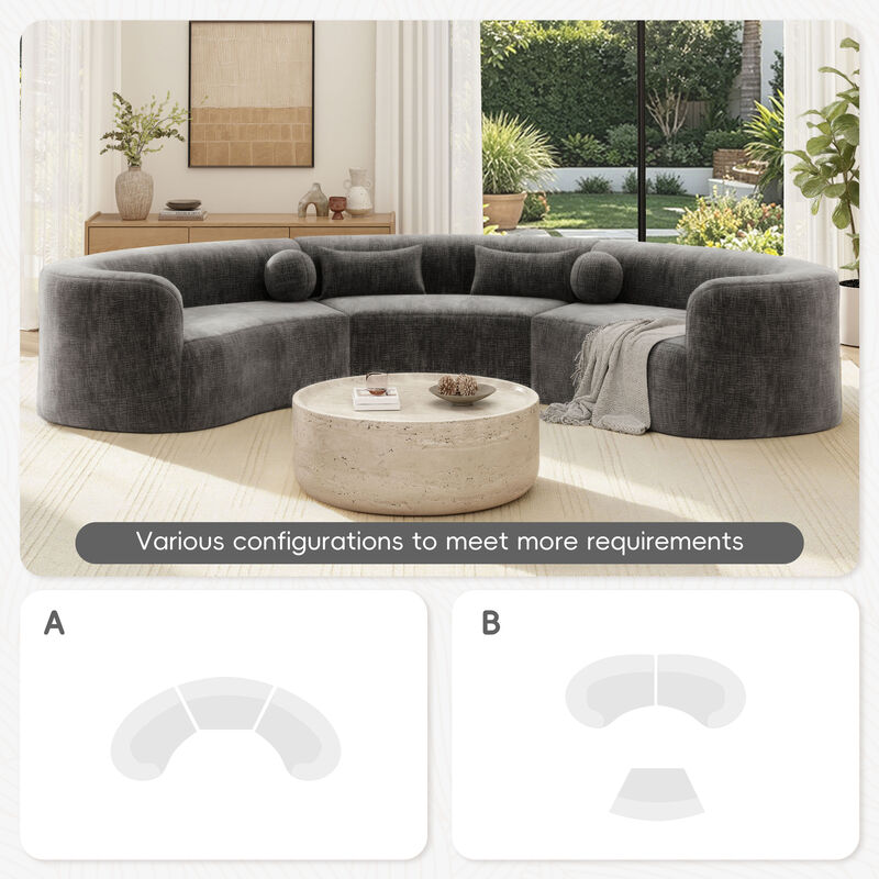 Merax Modular Sectional Sofa with Tool-Free Vacuum Compression, Chenille Fabric image number 5