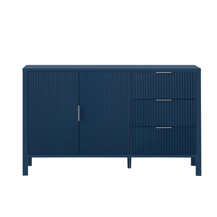 Curved-Wave 3-Drawer Sideboard, Reinforced Leg Buffet with Hooks &ndash; Sleek Storage for Modern Living Space