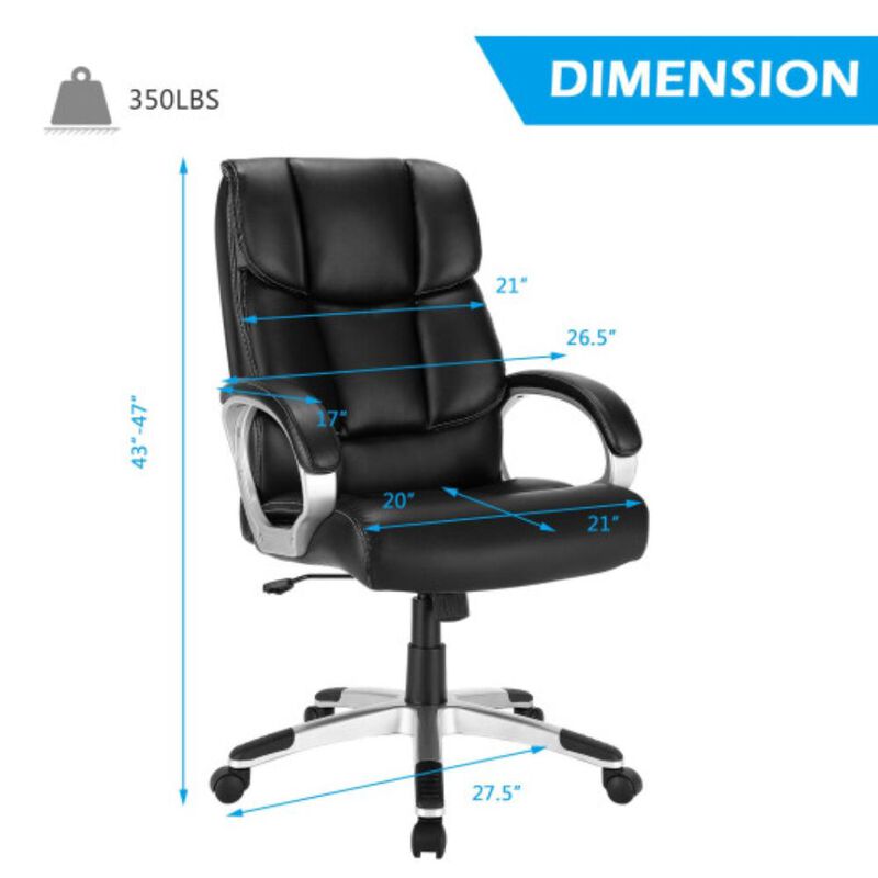 Big and Tall Adjustable High Back Leather Executive Computer Desk Chair