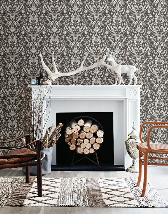 Kiwassa Brown Antler Damask Wallpaper (Set of 2)