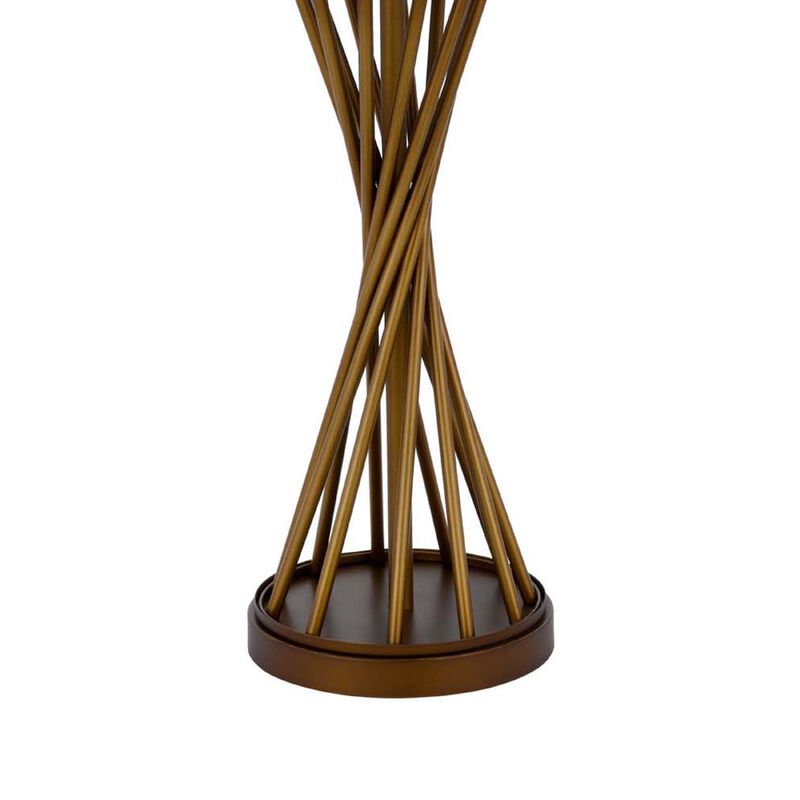 Table Lamp, Twisted Hourglass Gold Base, Light Brown Shade, 31 Inch image number 6