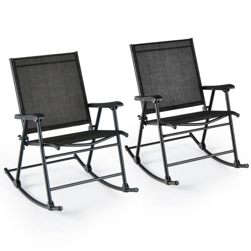 Hivvago Folding Rocking Chair with Breathable Seat Fabric Set of 2