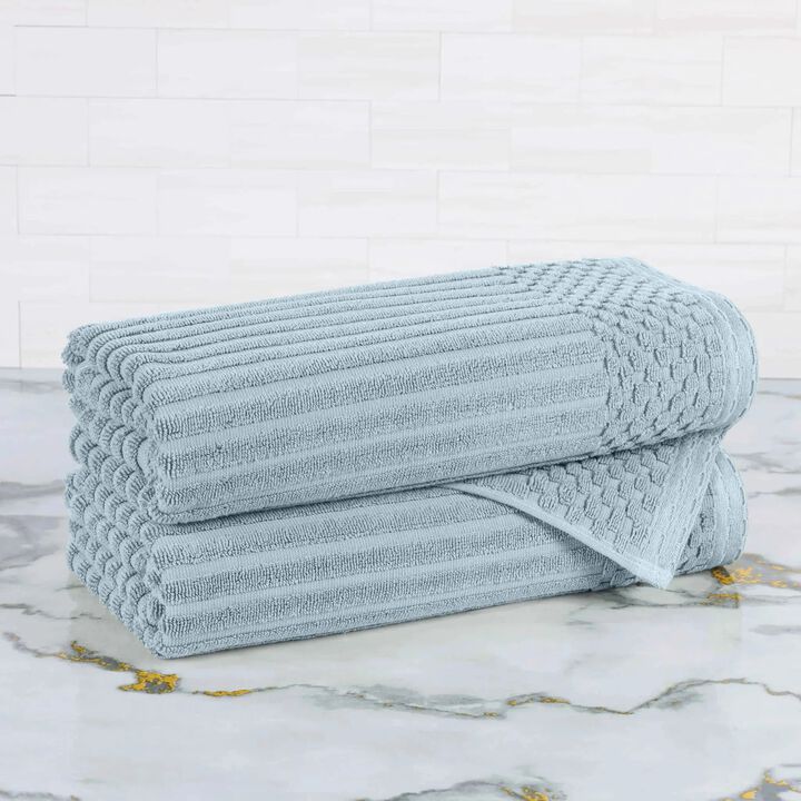 2-Piece Cotton Ribbed Bath Towel Set &ndash; Plush and Quick-Dry